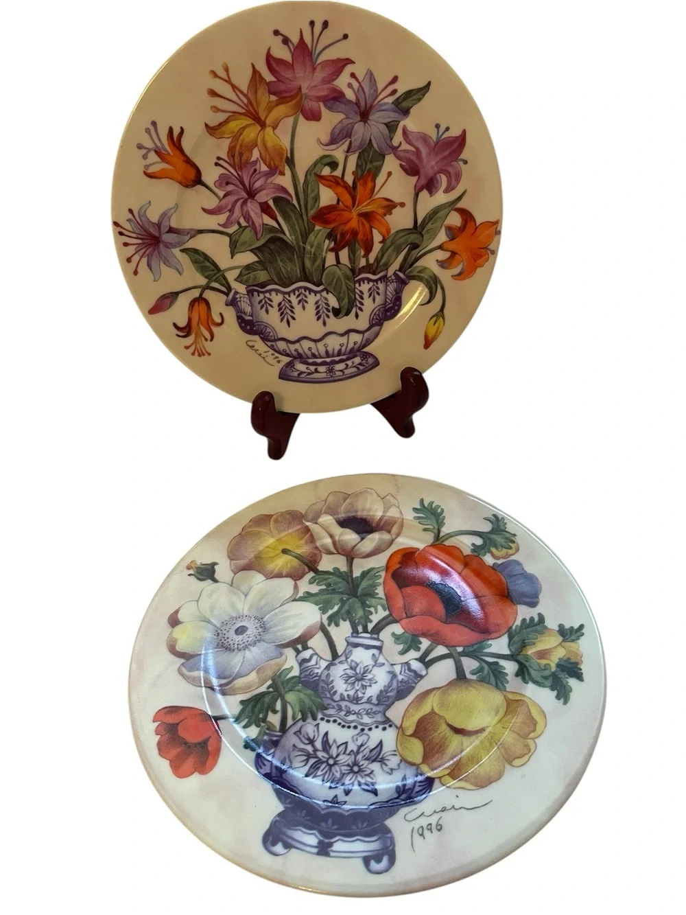 Vintage Limoges l. Godinger decorative flower plates (2)